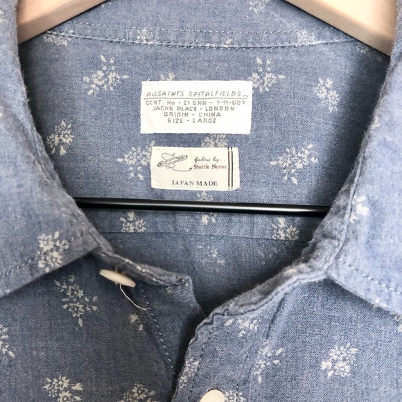 All Saints Spitalfields Floral Short Sleeve Button Down Shirt- Slim Fit - L - Picture 3 of 7